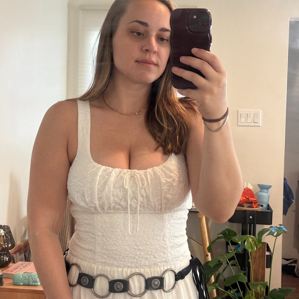 Reformation Balia Top White Floral - Size 6